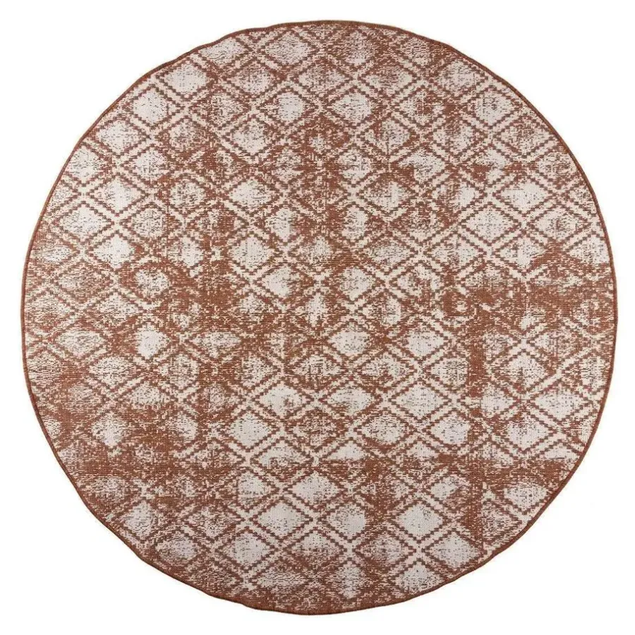 Ronde Vloerkleden|Buiten Vloerkleden-Eva Interior Buitenkleed Rond Frost - Roest - dubbelzijdig 200cm