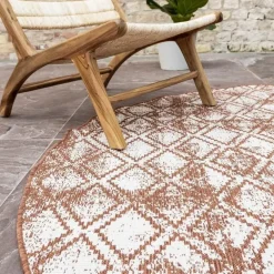 Ronde Vloerkleden|Buiten Vloerkleden-Eva Interior Buitenkleed Rond Frost - Roest - dubbelzijdig 200cm