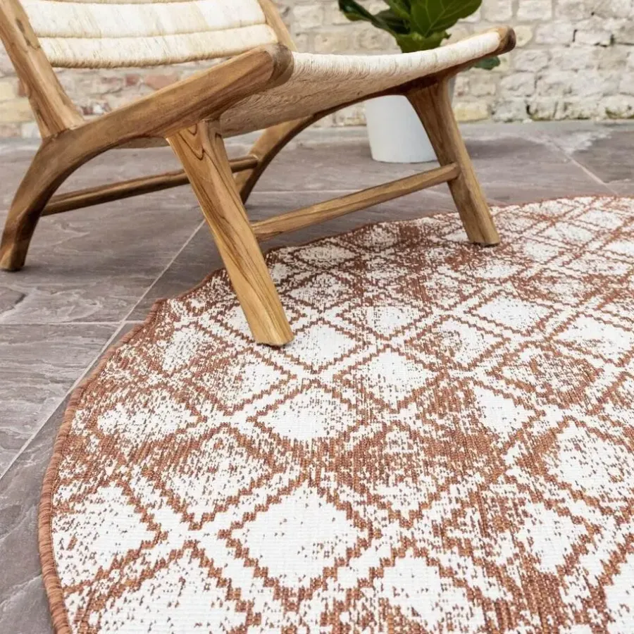 Ronde Vloerkleden|Buiten Vloerkleden-Eva Interior Buitenkleed Rond Frost - Roest - dubbelzijdig 200cm