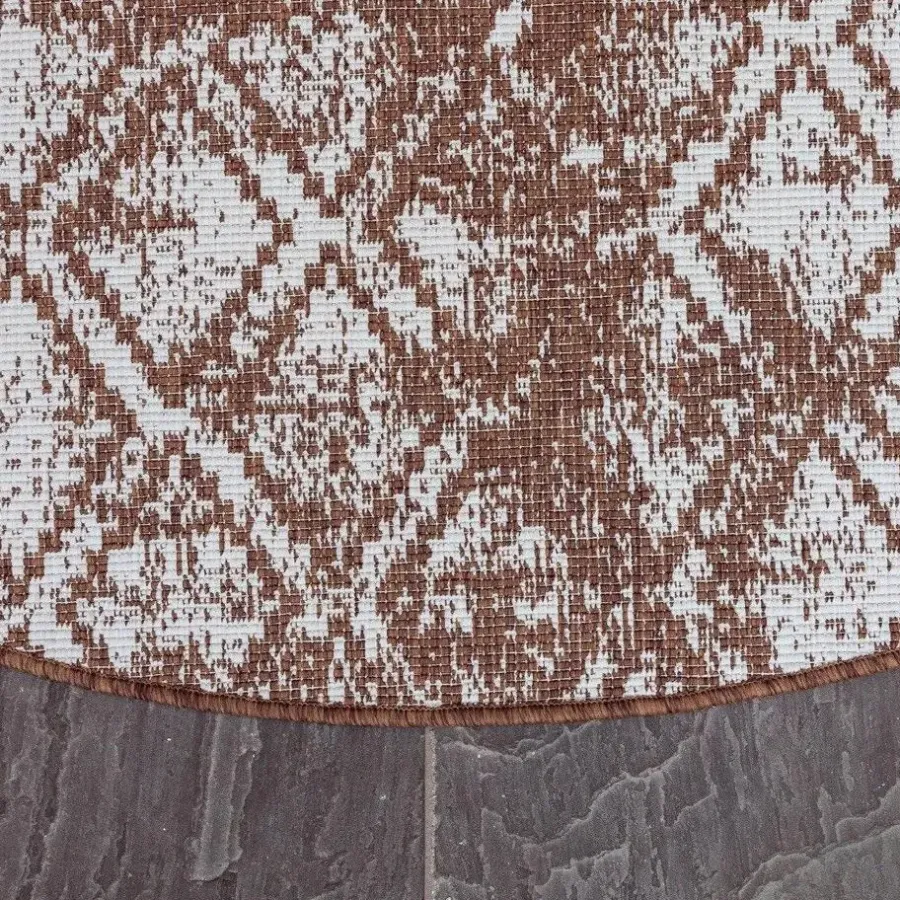 Ronde Vloerkleden|Buiten Vloerkleden-Eva Interior Buitenkleed Rond Frost - Roest - dubbelzijdig 200cm