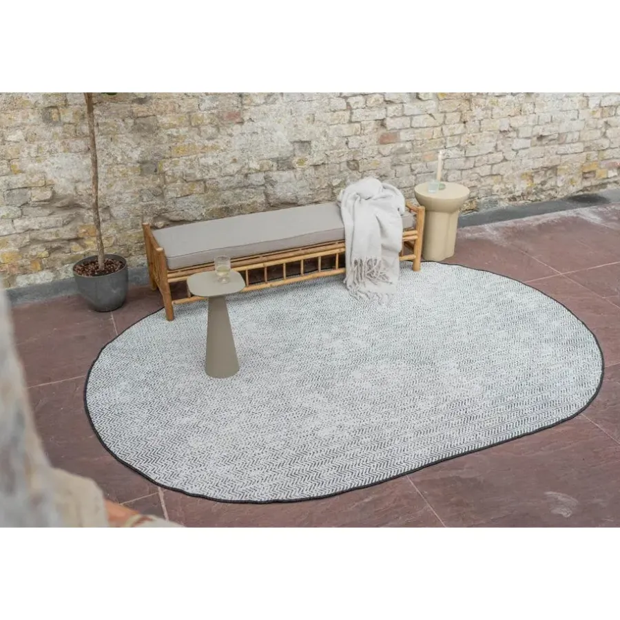 Eva Interior ovaal buitenkleed Dahl zwart - 230 x 160 cm