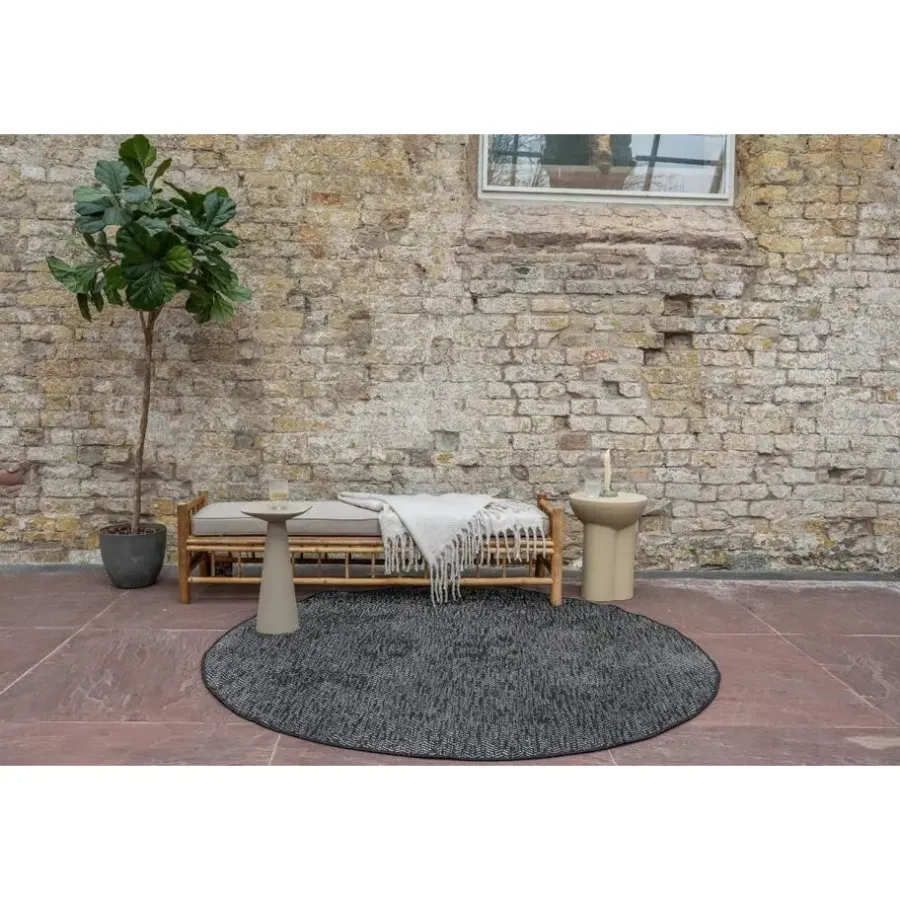 Eva Interior rond buitenkleed Dahl zwart - 200 x 200 cm