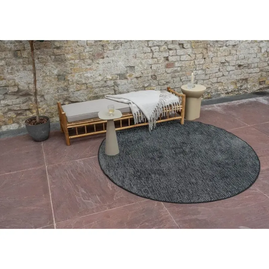 Eva Interior rond buitenkleed Dahl zwart - 200 x 200 cm