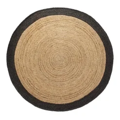 Vloerkleden|Laagpolige Vloerkleden-Eva Interior Vloerkleed Jute Rond - Naturel/Antraciet - 180 Ø