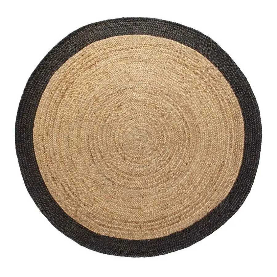 Vloerkleden|Laagpolige Vloerkleden-Eva Interior Vloerkleed Jute Rond - Naturel/Antraciet - 180 Ø