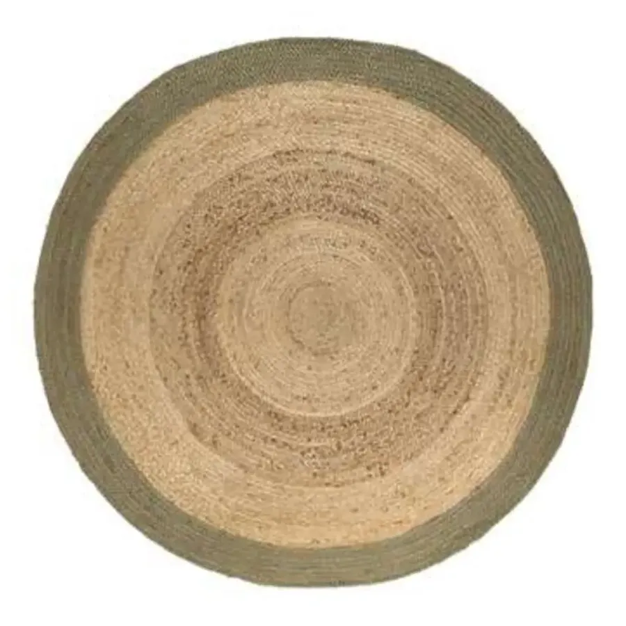 Eva Interior Vloerkleed Jute Rond - Naturel/Groen - 180 Ø