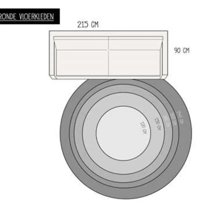 Eva Interior Vloerkleed Jute Rond - Naturel/Groen - 180 Ø