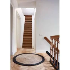 Eva Interior Vloerkleed Jute Rond - Naturel/Antraciet - 120 Ø