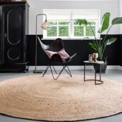 Jute Vloerkleden|Ronde Vloerkleden-Eva Interior Vloerkleed Jute Rond - Naturel - 240 Ø (L)