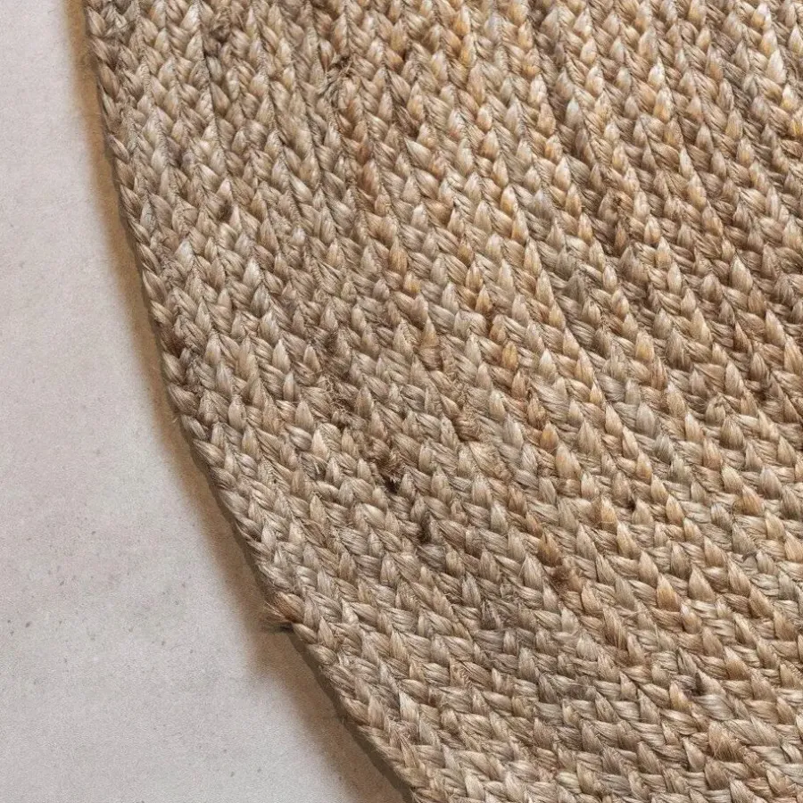 Jute Vloerkleden|Ronde Vloerkleden-Eva Interior Vloerkleed Jute Rond - Naturel - 240 Ø (L)
