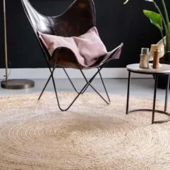 Jute Vloerkleden|Ronde Vloerkleden-Eva Interior Vloerkleed Jute Rond - Naturel - 240 Ø (L)
