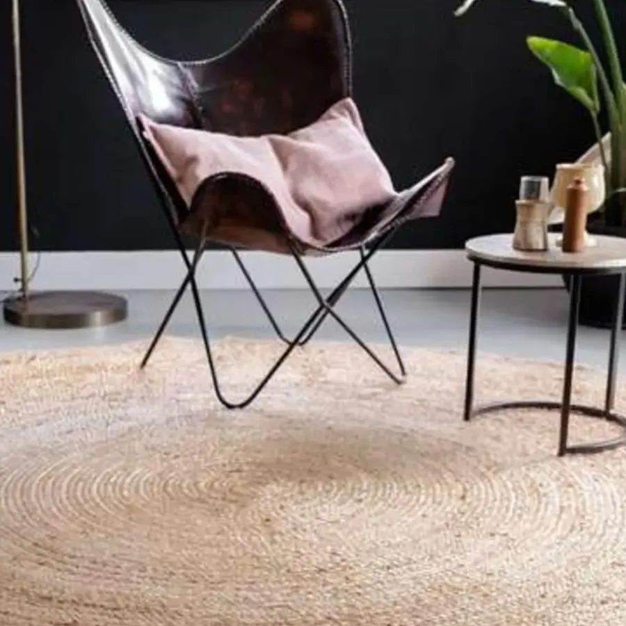Jute Vloerkleden|Ronde Vloerkleden-Eva Interior Vloerkleed Jute Rond - Naturel - 240 Ø (L)