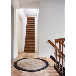 Eva Interior Vloerkleed Jute Rond - Naturel/Antraciet - 200 Ø