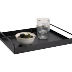 Excellent Houseware Dienbladen set - 2x stuks - metaal - zwart