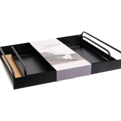 Excellent Houseware Dienbladen set - 2x stuks - metaal - zwart