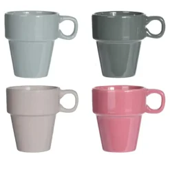 Kopjes, Mokken En Bekers-Excellent Houseware Gekleurde bekers/koffiekopjes - 4-delig
