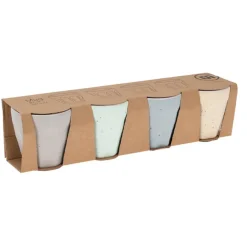 Kopjes, Mokken En Bekers-Excellent Houseware Koffiekop - 4x - porselein - 90 ml - gekleurd
