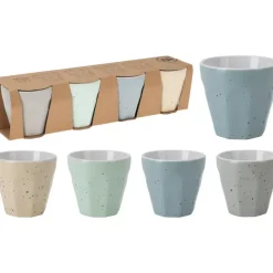 Kopjes, Mokken En Bekers-Excellent Houseware Koffiekop - 4x - porselein - 90 ml - gekleurd