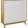Schoenenkasten-Loft24 Ezra - Schoenenkast met 2 kleppen in eiken / witte spaanplaat