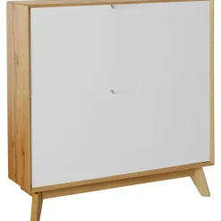Schoenenkasten-Loft24 Ezra - Schoenenkast met 2 kleppen in eiken / witte spaanplaat