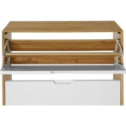 Schoenenkasten-Loft24 Ezra - Schoenenkast met 2 kleppen in eiken / witte spaanplaat