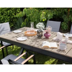 Beliani FANES - Eettafel uitschuifbaar - Grijs - 184/244 x 90 - Aluminium