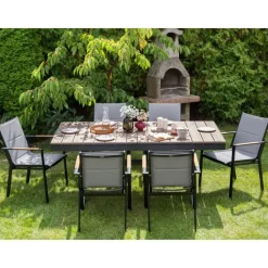 Beliani FANES - Eettafel uitschuifbaar - Grijs - 184/244 x 90 - Aluminium