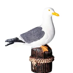Tuindecoratie-Farmwood Animals Farmwood Meeuw op 1 paal - vogel tuin beeldje - buiten - 18x8x20cm