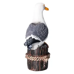 Tuindecoratie-Farmwood Animals Farmwood Meeuw op 1 paal - vogel tuin beeldje - buiten - 18x8x20cm