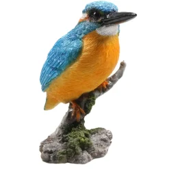 Beelden-Farmwood Animals Farmwood tuin deco vogel beeldje - ijsvogel - op tak - 9 x 15 cm
