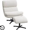 Fauteuils-Leen Bakker Fauteuil Bobbi incl. hocker - greige