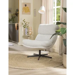 Fauteuils-Leen Bakker Fauteuil Bobbi incl. hocker - greige