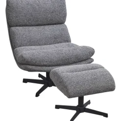 Leen Bakker Fauteuil Bobbi incl. hocker - antraciet