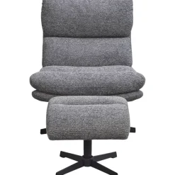 Leen Bakker Fauteuil Bobbi incl. hocker - antraciet