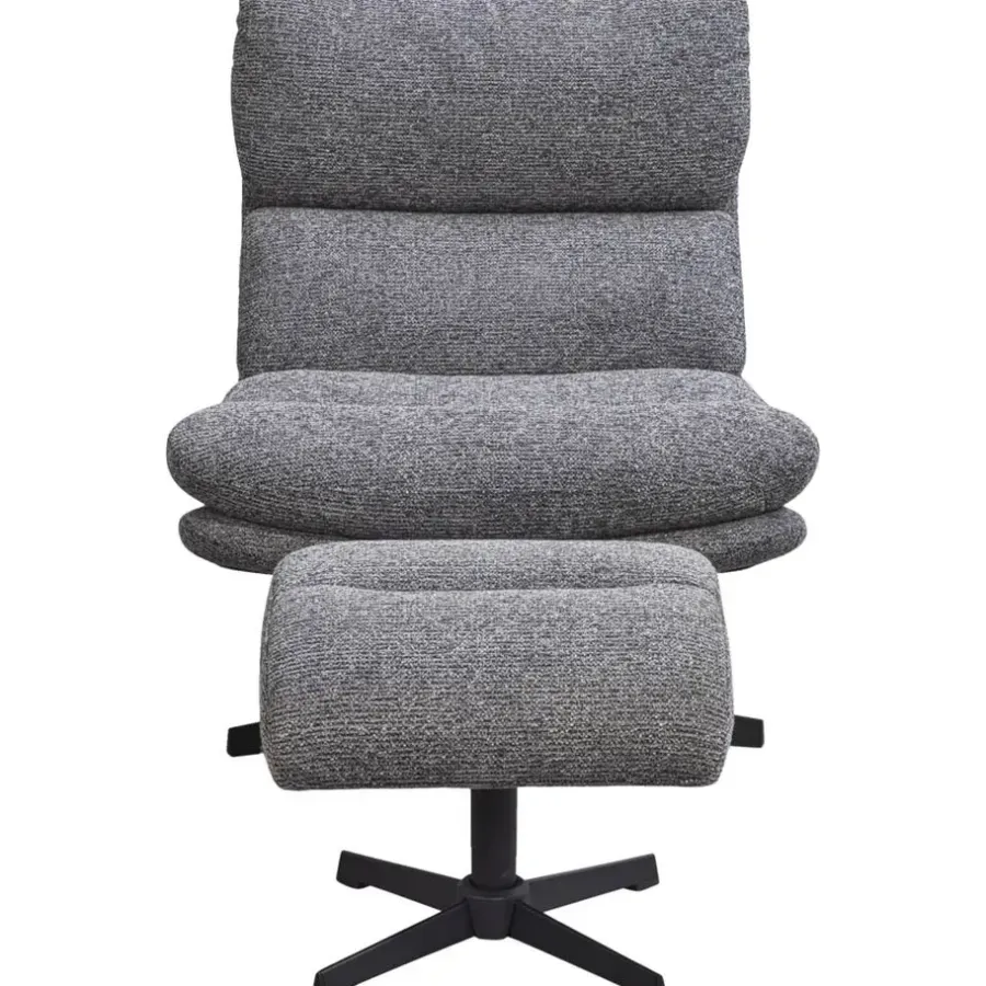 Leen Bakker Fauteuil Bobbi incl. hocker - antraciet