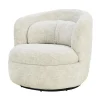 Livingfurn Fauteuil Crème Stof/Staal - Draaibaar - 85x84x76cm - Britt
