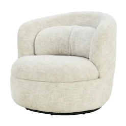 Livingfurn Fauteuil Crème Stof/Staal - Draaibaar - 85x84x76cm - Britt