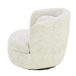 Livingfurn Fauteuil Crème Stof/Staal - Draaibaar - 85x84x76cm - Britt