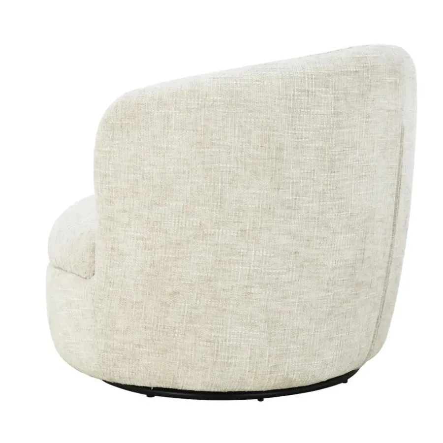 Livingfurn Fauteuil Crème Stof/Staal - Draaibaar - 85x84x76cm - Britt