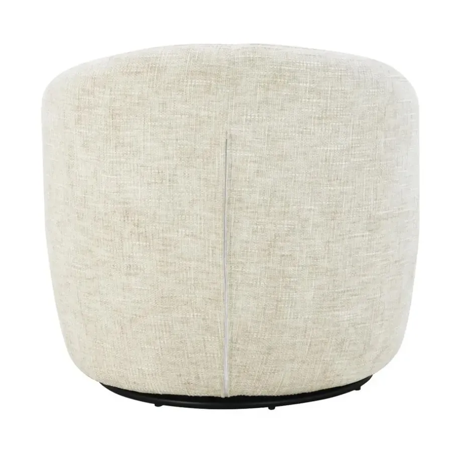 Livingfurn Fauteuil Crème Stof/Staal - Draaibaar - 85x84x76cm - Britt