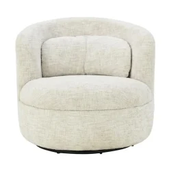 Livingfurn Fauteuil Crème Stof/Staal - Draaibaar - 85x84x76cm - Britt