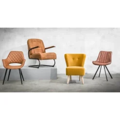 Fauteuils-Leen Bakker Fauteuil Ivar - stof - cognac