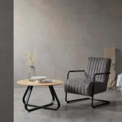 Giga Living Fauteuil Stof/Metaal Donkergrijs - Incl. Armleuning - Trout