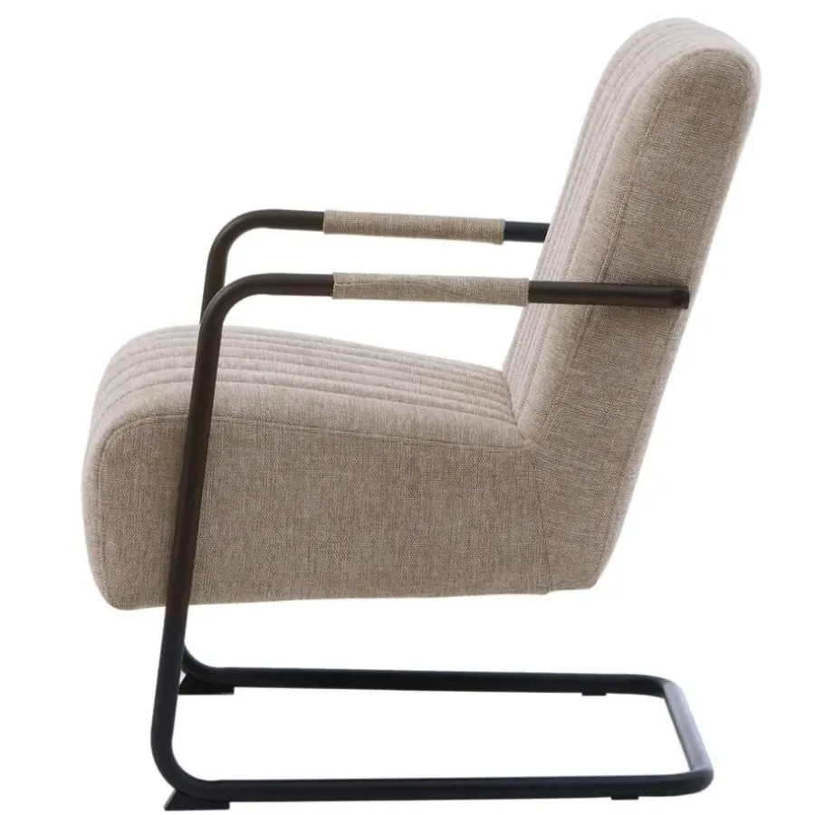 Giga Living Fauteuil Stof/Metaal Zandkleur - Incl. Armleuning - Trout - Set van 2