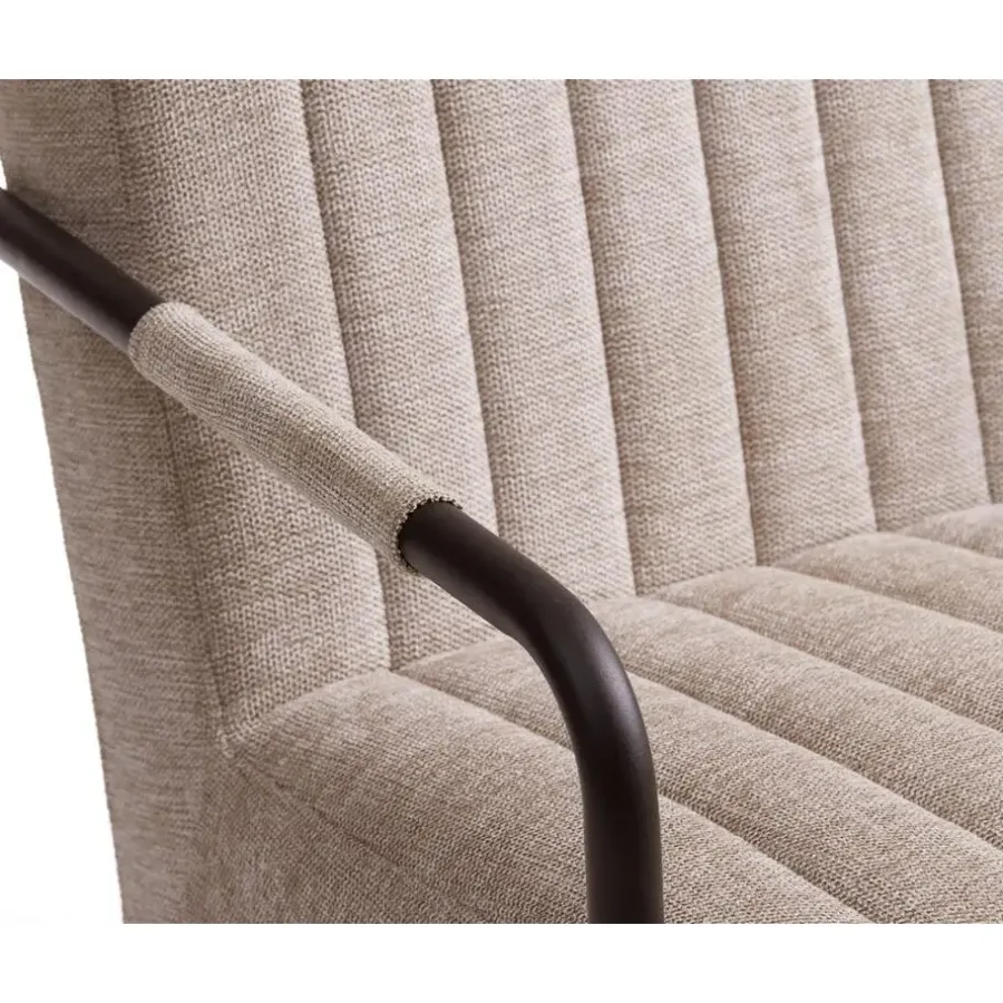 Giga Living Fauteuil Stof/Metaal Zandkleur - Incl. Armleuning - Trout - Set van 2