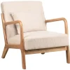 Nordlys Fauteuil van massief hout en beige stof