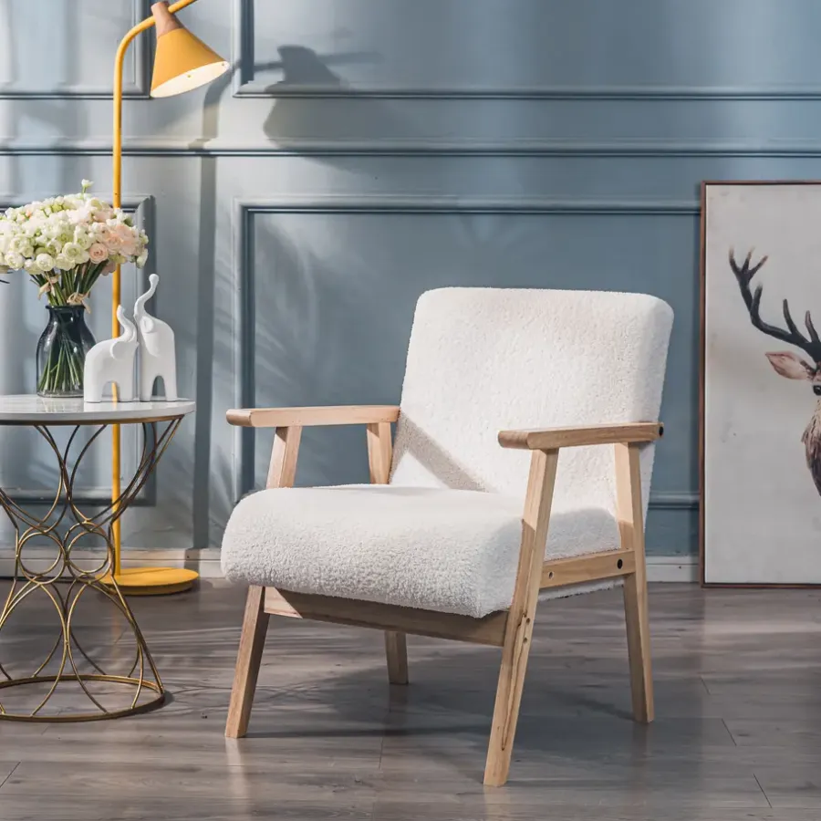 Fauteuils-Nordlys Fauteuil van massief hout en witte lussen