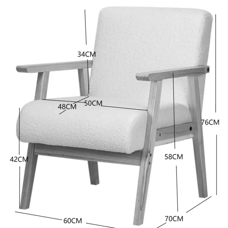 Fauteuils-Nordlys Fauteuil van massief hout en witte lussen