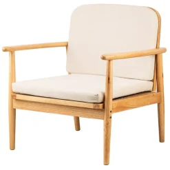 Nordlys Fauteuil van massief hout en beige stof