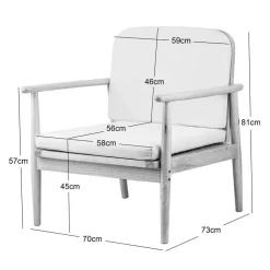 Nordlys Fauteuil van massief hout en beige stof